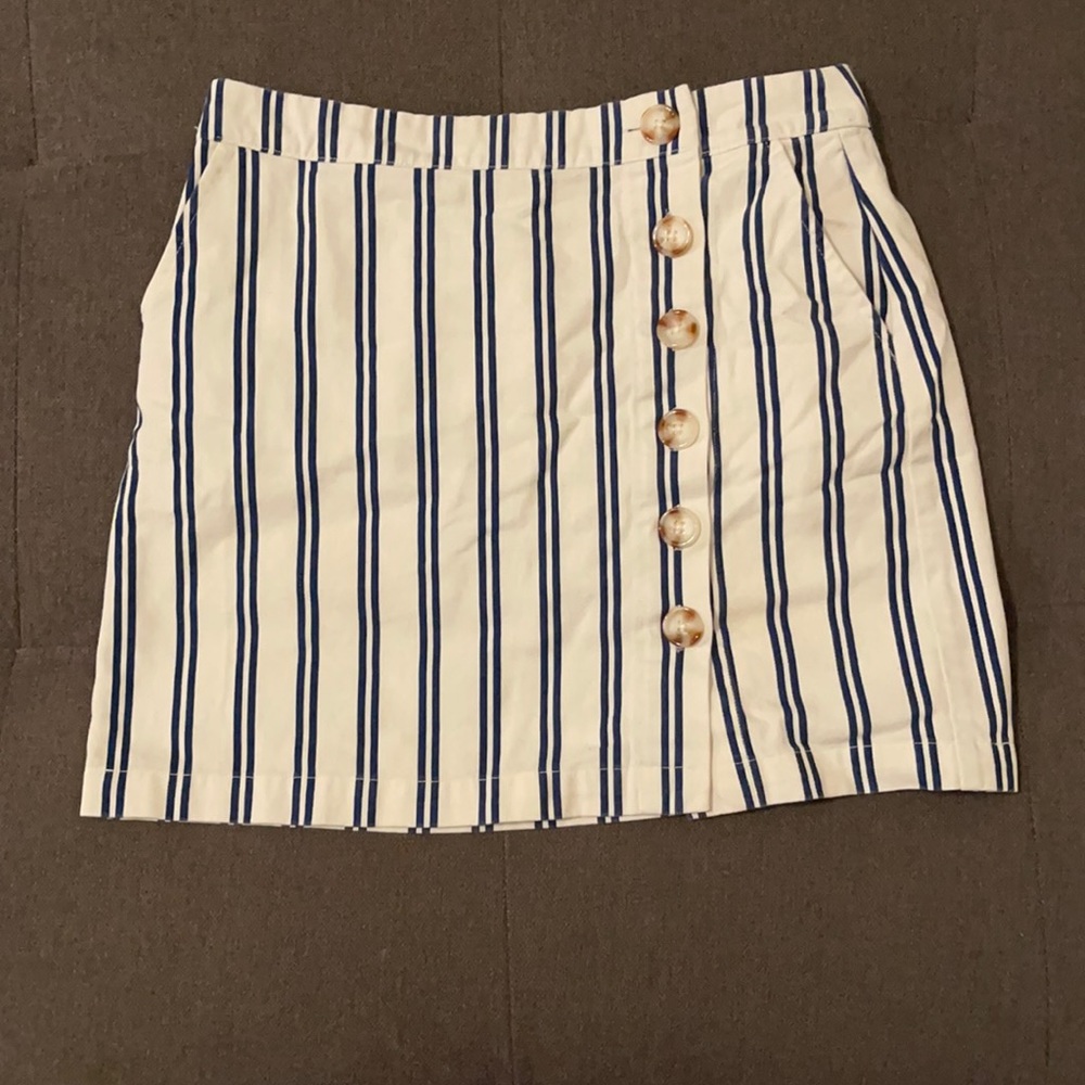 Blue and white striped jean skirt